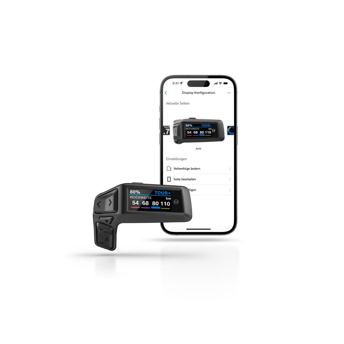 Das Bild zeigt ein Bosch Purion 200 Display mit App.