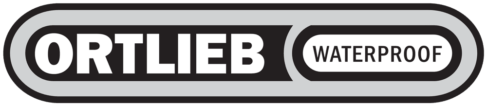 Das Logo von Ortlieb, bekannt für langlebige, wasserdichte Outdoor-Produkte.