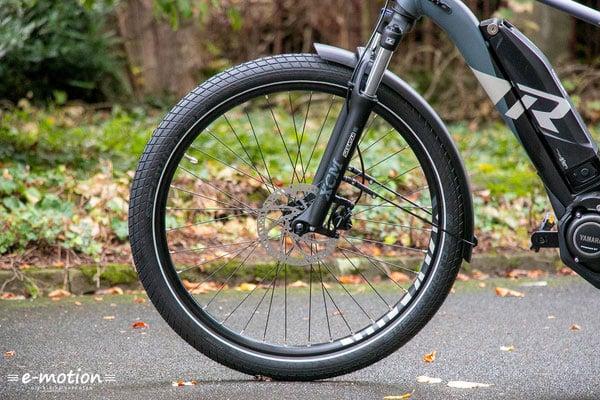 Vorderrad eines Haibike E-Bikes mit Yamaha Motor