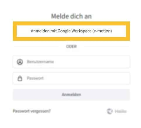Einfache Anmeldung mit Google Workspace für e-motion Nutzer. Sorgenfreier Zugang zu Ihrem Konto.