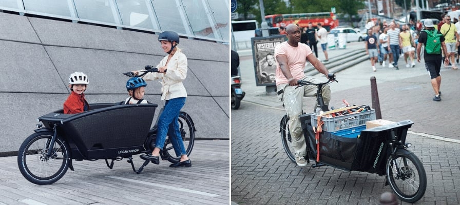 Urban Arrow Lastenräder in der Stadt: Familien- und Transportnutzung