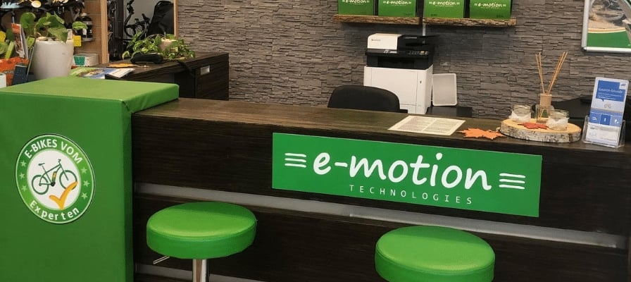 E-Bike Beratungsbereich bei e-motion Technologies