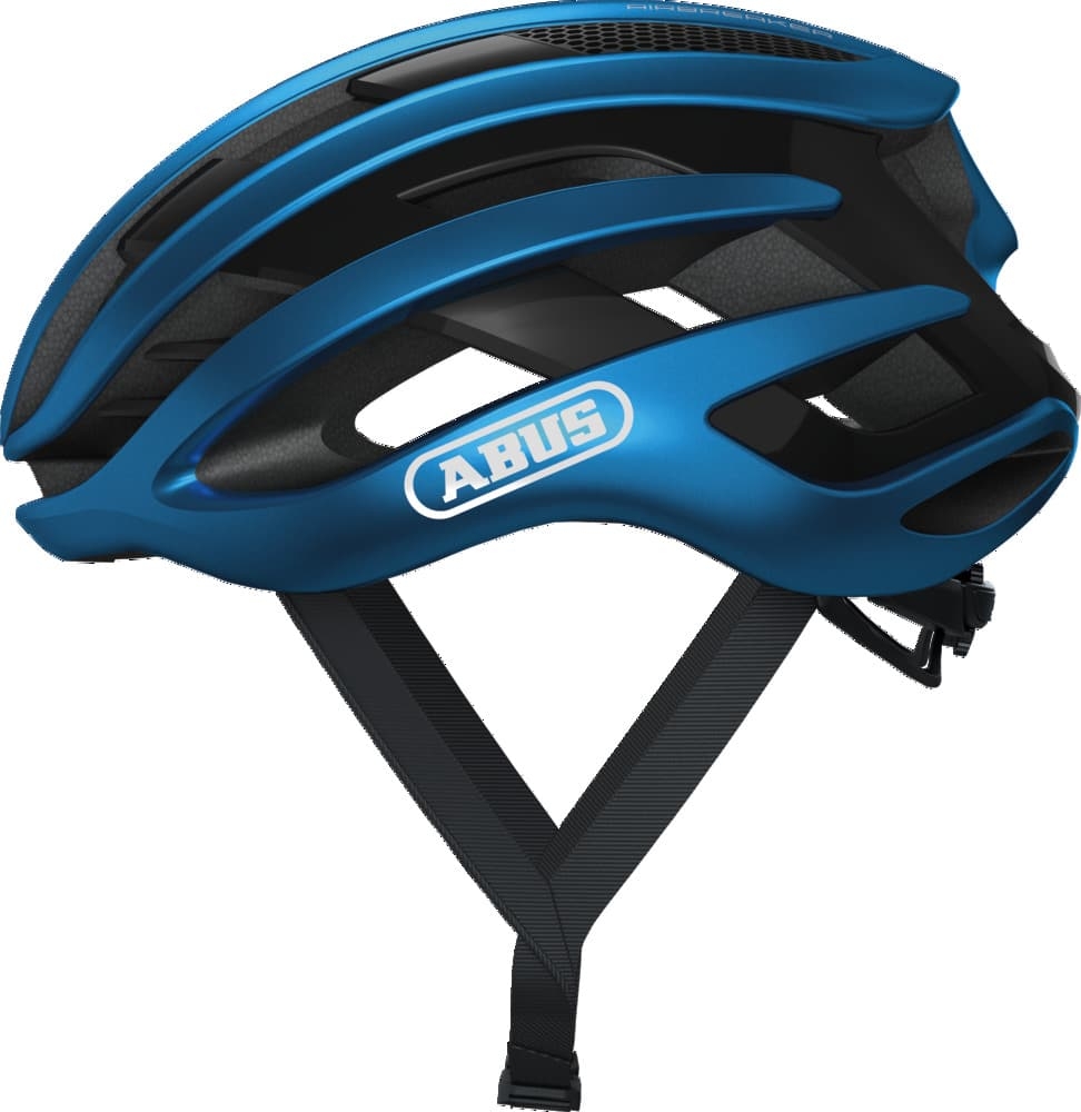 Leichter und aerodynamischer ABUS AirBreaker Helm in Stahlblau für optimalen Schutz und Komfort beim Radfahren.