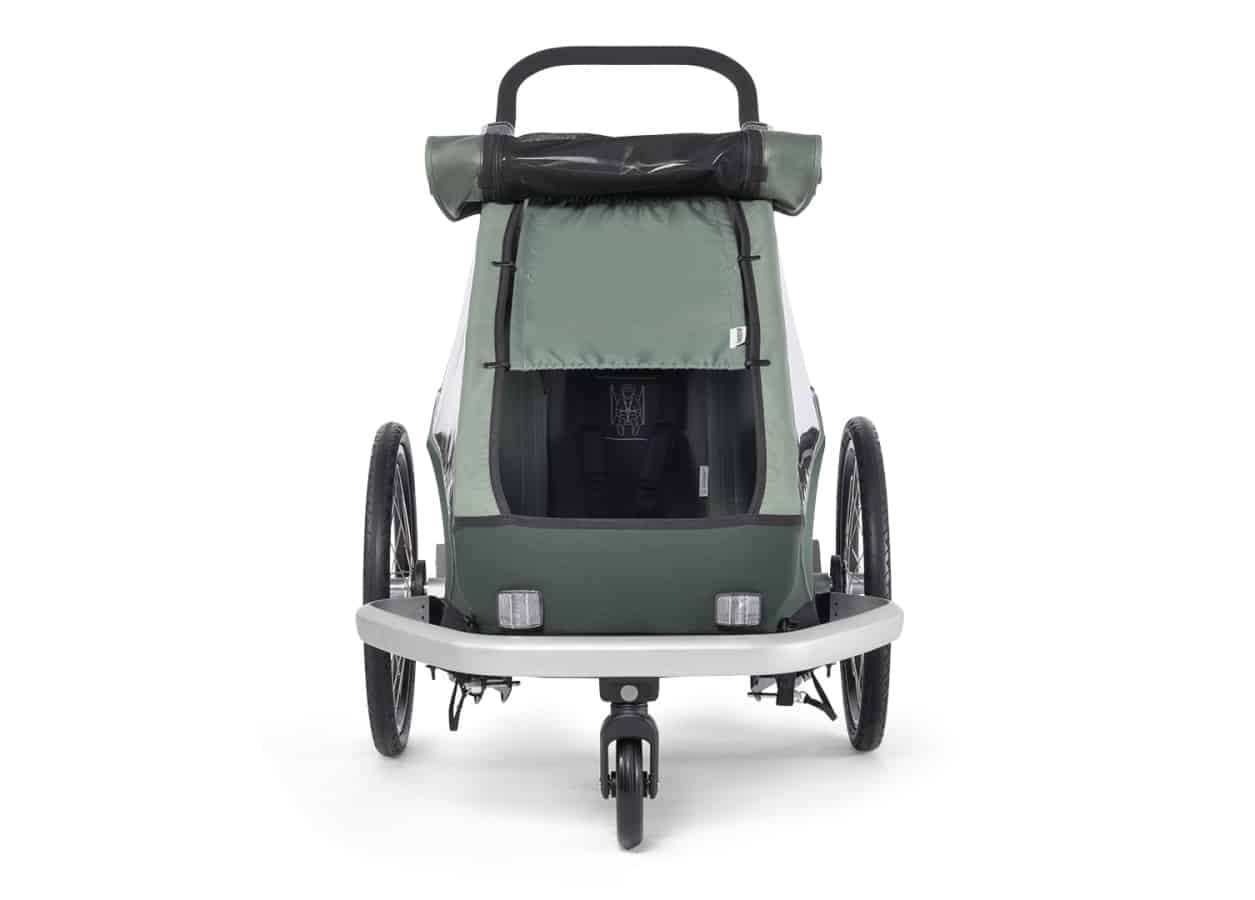 Entdecken Sie den Croozer Fahrradanhänger mit integriertem Sonnenschutz. Perfekt für sichere und komfortable Famili